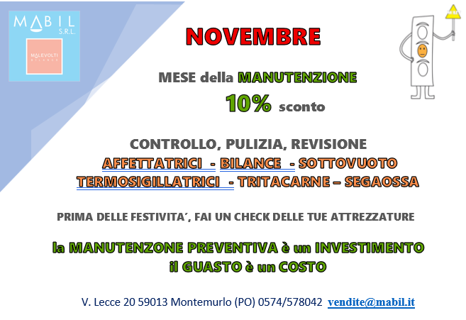 A NOVEMBRE MESE DELLA MANUTENZIONE